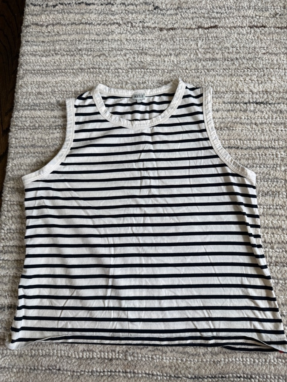 KULE Navy and Cream Striped Tank Top